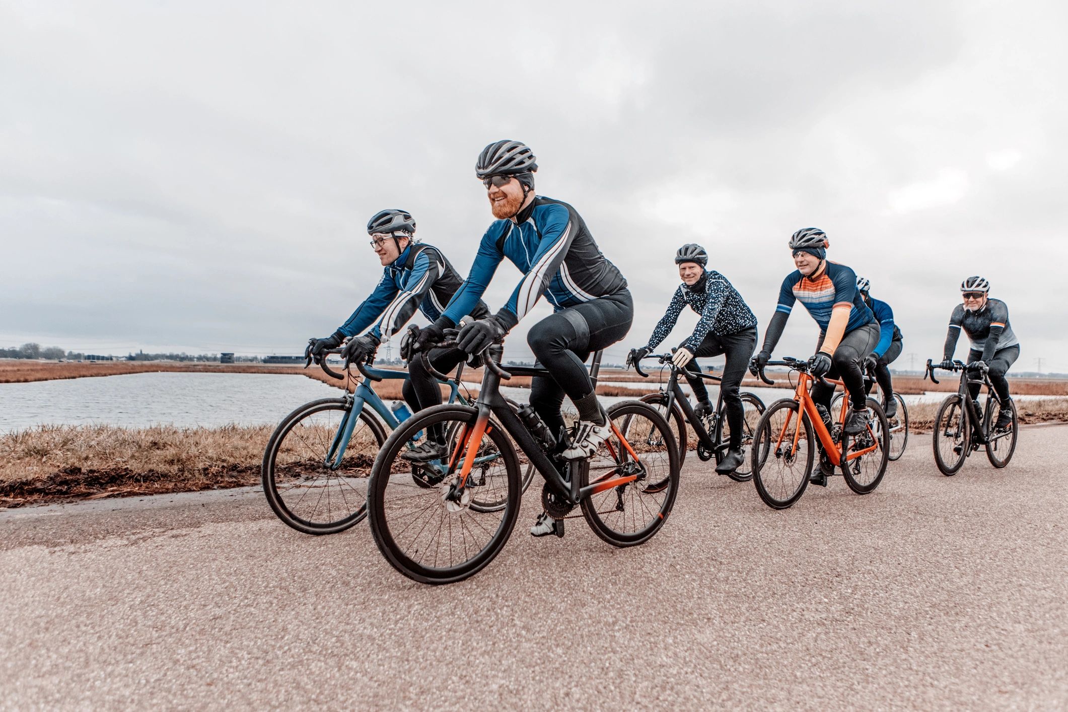 cycling team celebrating