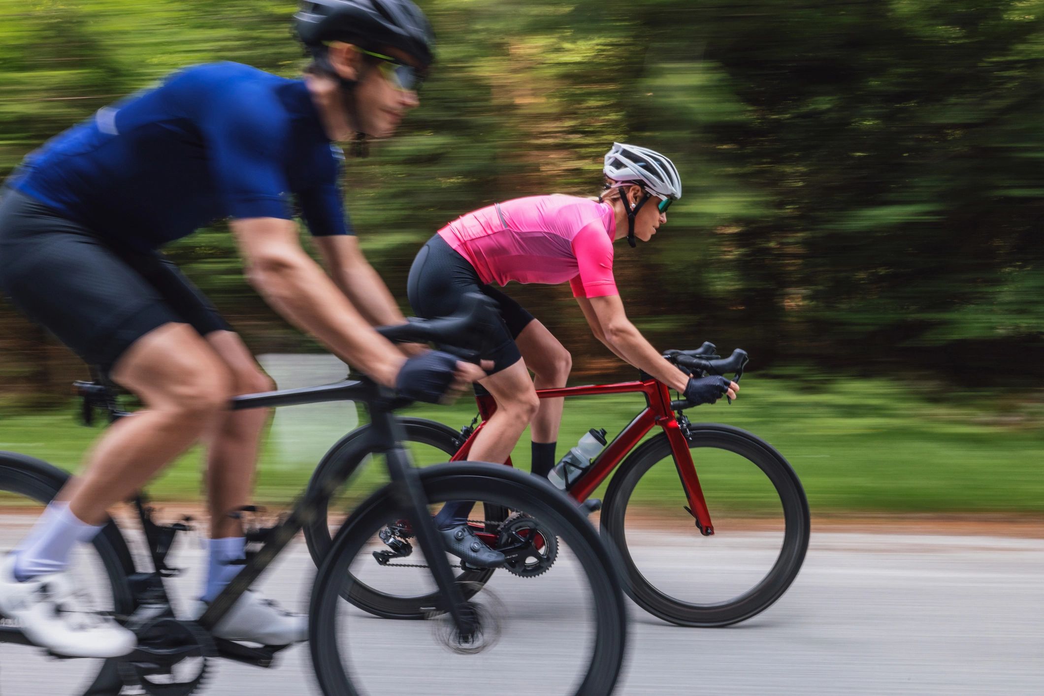 cyclists racing together